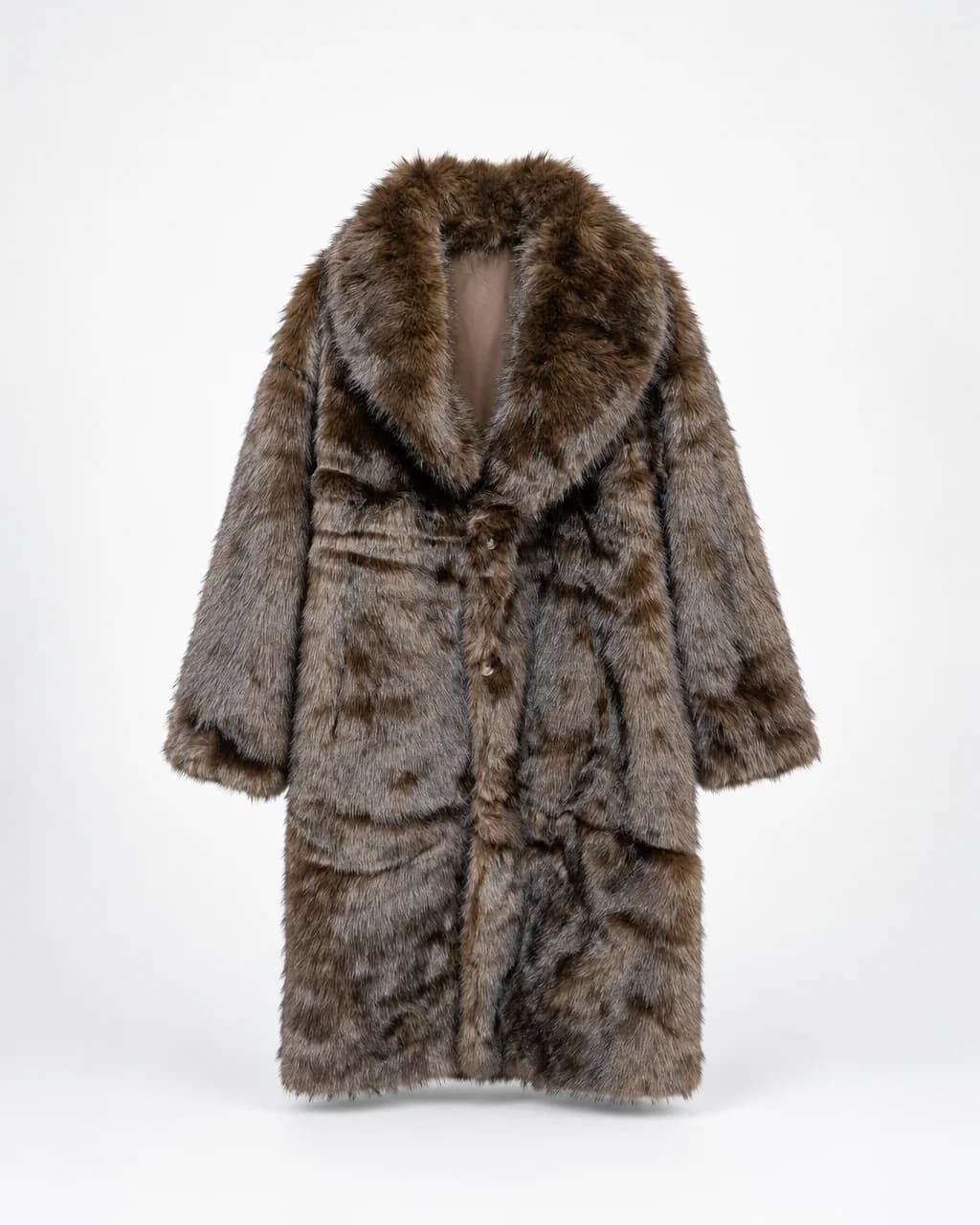 Manteau Long Réversible Double Face en Fausse Fourrure